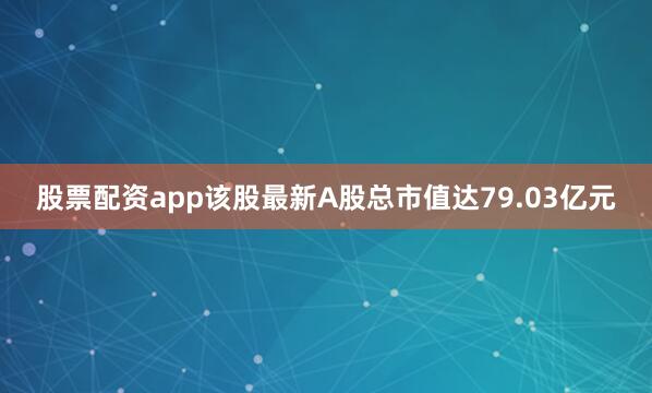 股票配资app该股最新A股总市值达79.03亿元