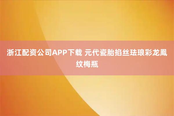 浙江配资公司APP下载 元代瓷胎掐丝珐琅彩龙鳯纹梅瓶