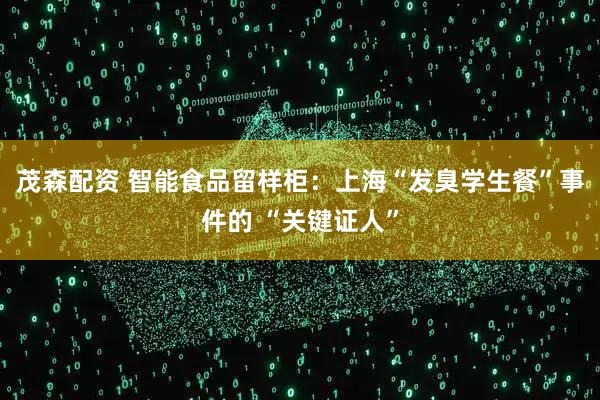 茂森配资 智能食品留样柜：上海“发臭学生餐”事件的 “关键证人”