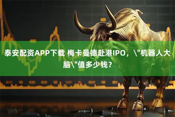 泰安配资APP下载 梅卡曼德赴港IPO，＂机器人大脑＂值多少钱？